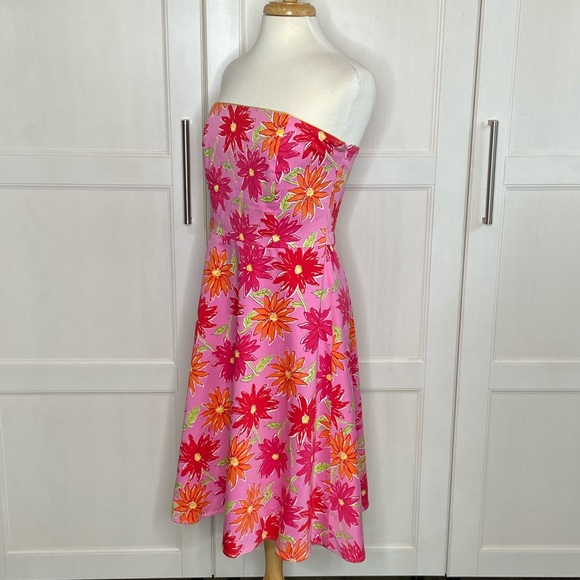 Spencer Jeremy Pink Floral Strapless Dress sz 10 - Picture 5 of 8
